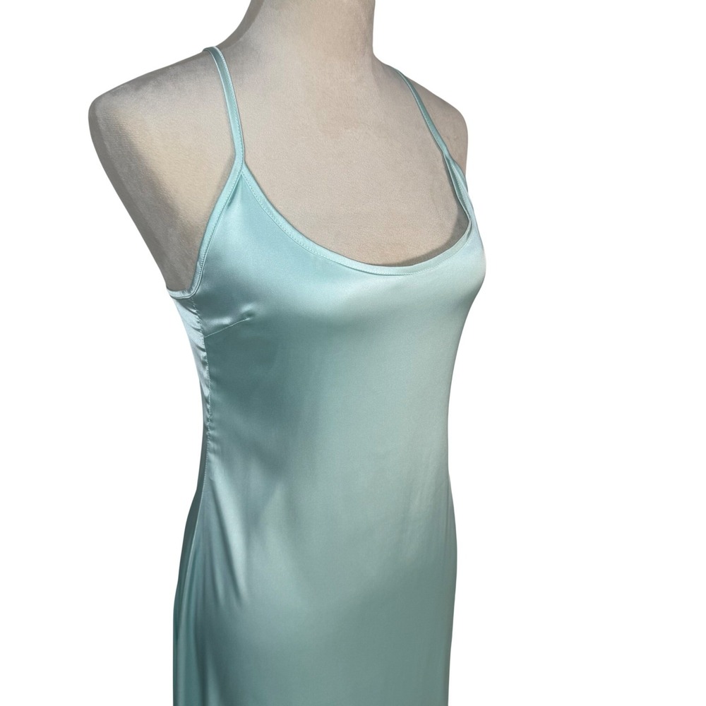 Oh Polly Satin Lowcut Asymmetrical Midi Dress US 8 Racerback Flaws READ Ethereal - Picture 2 of 16